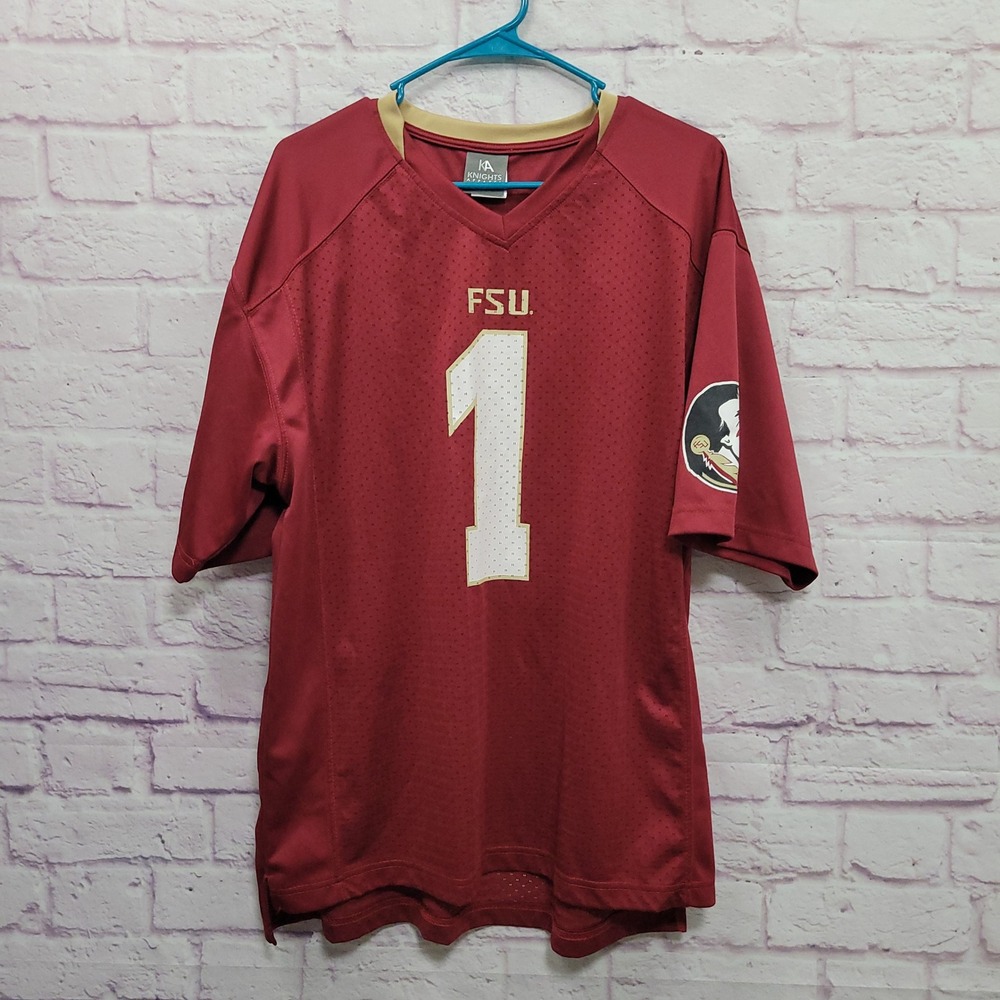 Knights Apparel FSU Seminoles Jersey Mens L Maroon Football #1 Streetwear Sporty